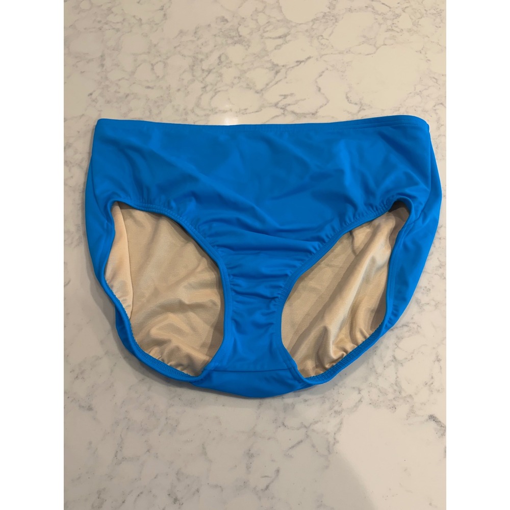 Lands End Womens Blue High Rise Bikini Swim Bottoms Size 16 Full Coverage